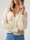 V-Neck Long Sleeve Blouse