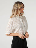 Cropped Jacquard Cotton Blouse